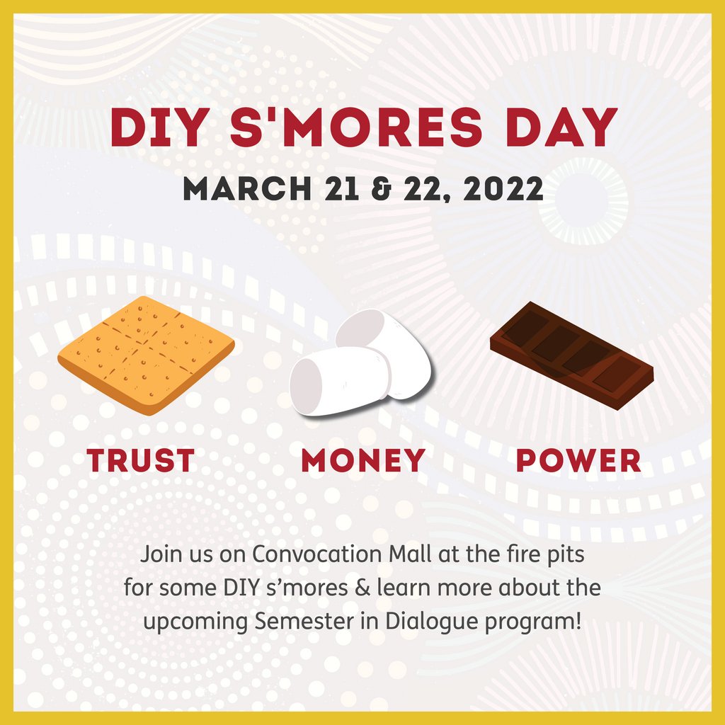 Hope you can join us today and tomorrow at Convocation Mall from 12 pm to 3 pm and enjoy some s’mores  on us in celebration of our upcoming Semester in Trust, Money &amp; Power: Funding Change. #SFU #SFUStudents #Burnaby