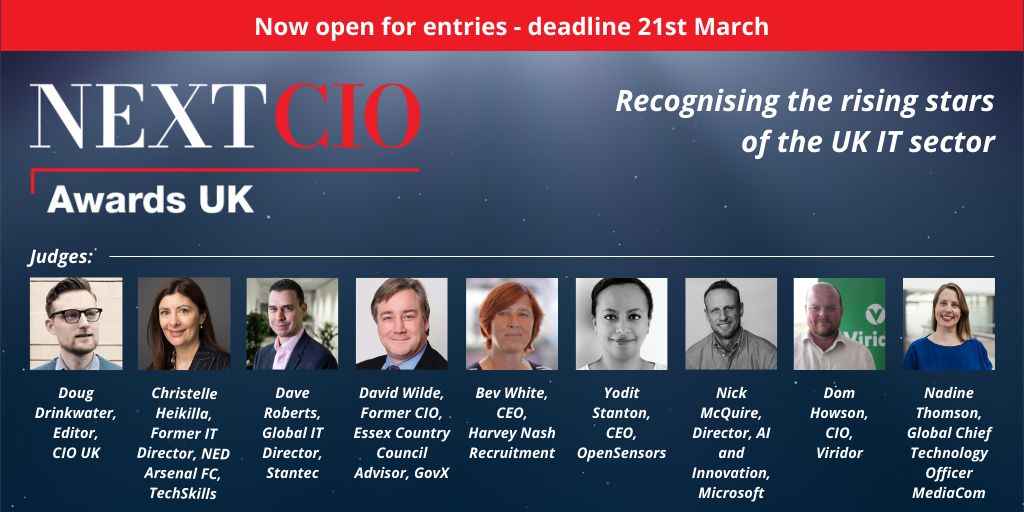CIOonline's tweet photo. Do you want to celebrate a rising star in the UK IT sector? Nominate them for #NextCIO. The deadline for entry is TODAY (UK only): https://t.co/MRLt1Ng40E https://t.co/jTFPSFvBa4