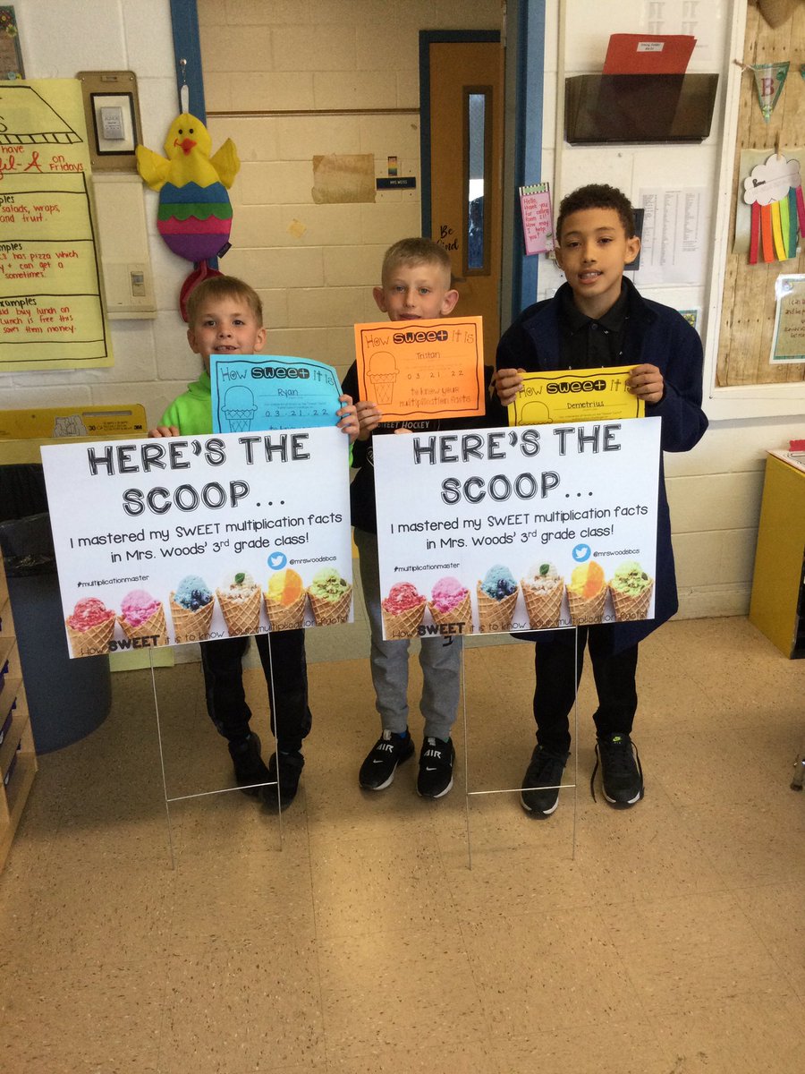 mrswoodsbcs's tweet photo. We had our first student complete their multiplication sundae last week & today we had a triple whammy! ๐ฅณ๐คฉ congrats to all for completing their Mad Math Minute multiplication sundaes! Ice cream partyโhere they come! ๐ฆ๐๐งฎ๐ #multiplicationmaster #funinroom21 #thirdgradeready https://t.co/egXaTKVc4W
