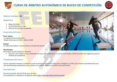 FEDASValencia's tweet photo. 📣 Convocatoria #CursoDeÁrbitros Autonómicos de #BuceoDeCompetición📣
Todos los detalles en https://t.co/UWulbpnK9W
#DeporteFederado #SomosFedas #Fascv #Fedas #Cmas https://t.co/T6xtlUEjsH