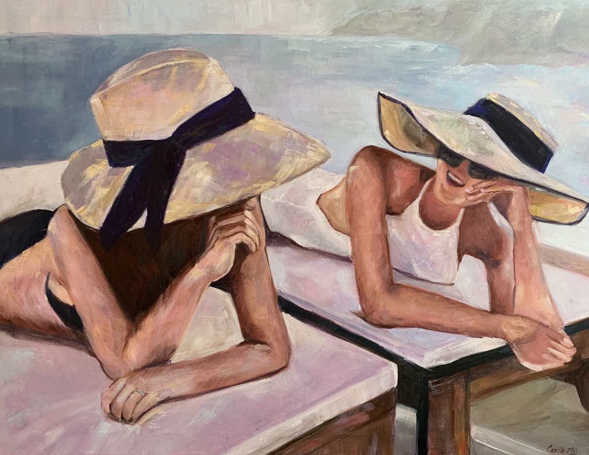 Artspan_com's tweet photo. ‘Talking Hats’ by Carol Ellis is a 30" x 40" oil painting on linen canvas. The original artwork &amp; prints are available on her Artspan website:
https://t.co/LKAAhcucTL 
#WomensArt #oilpainting #art https://t.co/DH8rQz3CAx