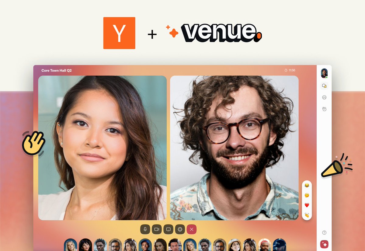 tryvenuelive's tweet photo. We’re thrilled to share that Venue is backed by Y Combinator as part of its W22 batch!

Venue powers large virtual meetings - like All Hands and AMAs - for the world's best remote companies.

Want to try Venue for your next team meeting? https://t.co/F818BCzICY https://t.co/JWqUqDOg4M