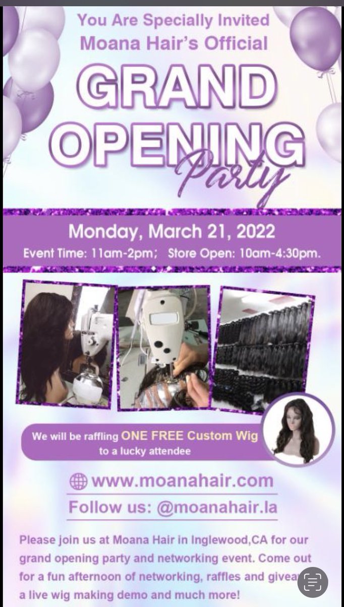 MoanaHair's tweet photo. We Hope to See you at our Grand Opening today!! ππ
#losangeles #inglewood #laceunit #hairstyles #hairfashion #hairstylist #hairextensions #wigs #wiginstalls #losangeleshairstylists #wigs #bundles https://t.co/iFZ2Moo18G