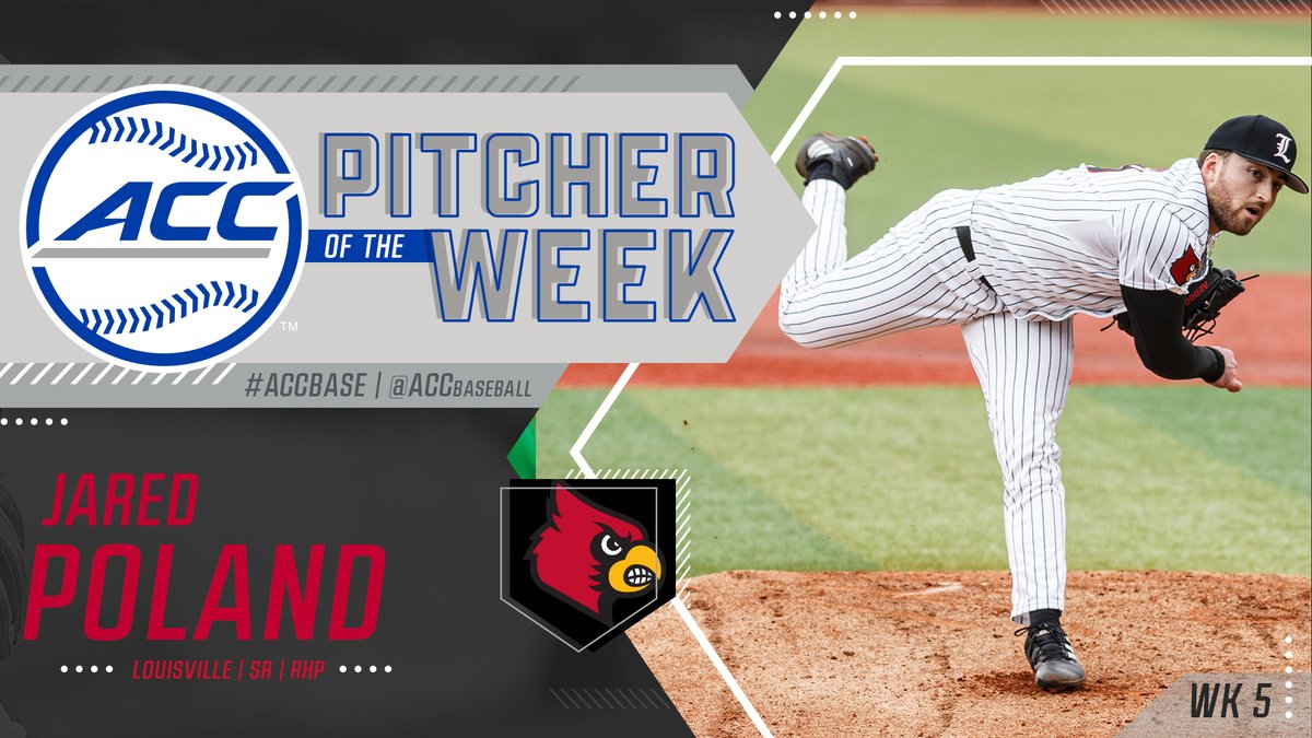 ACCBaseball's tweet photo. #ACCBASE Pitcher of the Week! ⬇️

⚾️ Jared Poland, @LouisvilleBSB ⚾️

📰: https://t.co/3dm6oMHUzT https://t.co/zXzJMkDEzV