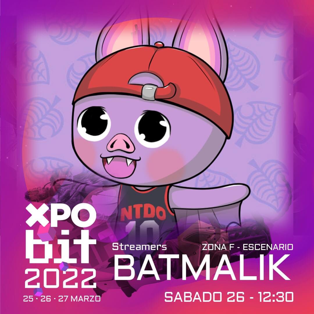 Los mejores Streamers almerienses estarán en XpoBit.
<a href="/_Batmalik_/">Batmalik</a> no quería dejar pasar la oportunidad de mostrar su habilidad a Among Us, pero lo que de verdad le apasiona es pasear por su isla de Animal Crossing, por si quieres visitarla un día de estos...

#somosarcadebits
