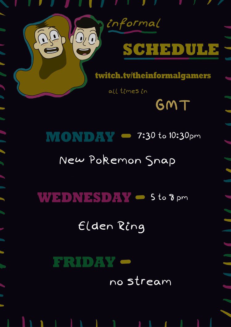 Twitch Stream schedule for w.c 21.03.22 ☺️❤️