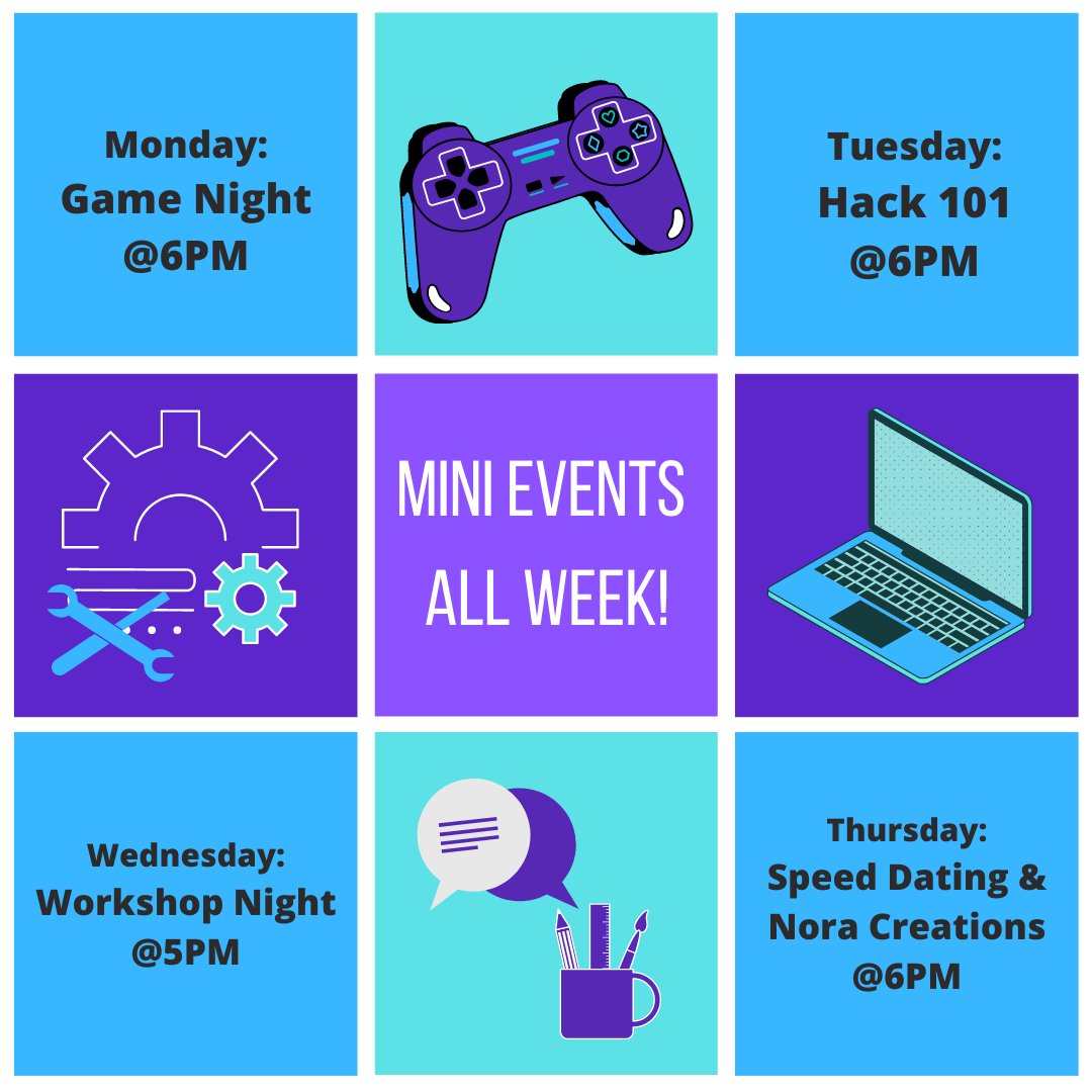 axe_hacks's tweet image. Mini Events start TODAY! 🎉
Join us for an awesome lineup of events this week leading up to our hackathon kickoff Friday! Learn more: linkedin.com/feed/update/ur…
#AxeHacks #MiniEvents #Today #ThisWeek #JoinUs #Learn #Network #Games