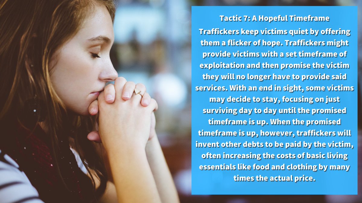 HTinWC's tweet image. Traffickers are experts in psychological manipulation, so many victims don’t seek help, even if they have the opportunity. These tactics are commonly used by Human Traffickers to manipulate and exploit victims through dependency, coercion, and fear. #HTinWC #KnowTheSigns