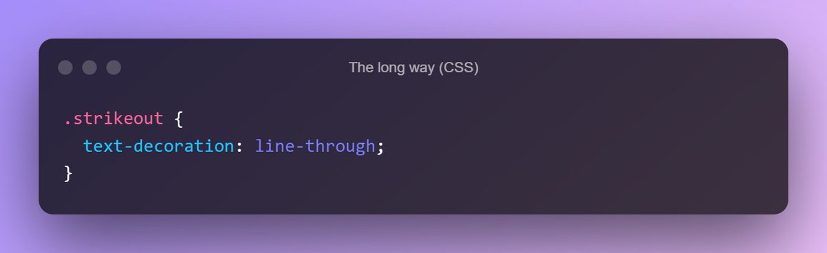 KevinJPowell's tweet photo. Ever needed to cross out some text on a site? You *could* use a span and then style it with `text-decoration: line-through`... or you could just use the <s> element 🙂 https://t.co/FzoTMKtoyn