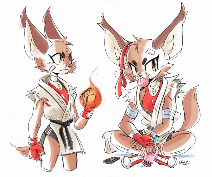 Trying to capture that 90's capcom FG art aesthetic

so here's Jackie 🐱🔥 