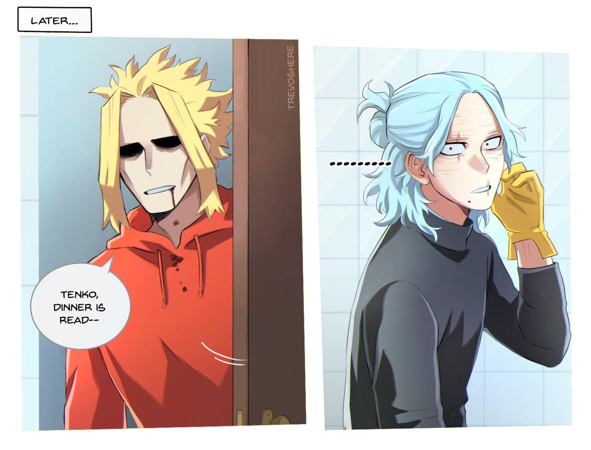 Last part of the AU where All Might raises Tenko ❤️‍🩹
Tenko tries to copy Eraserhead's style and inadvertently ends up looking like Nana. 