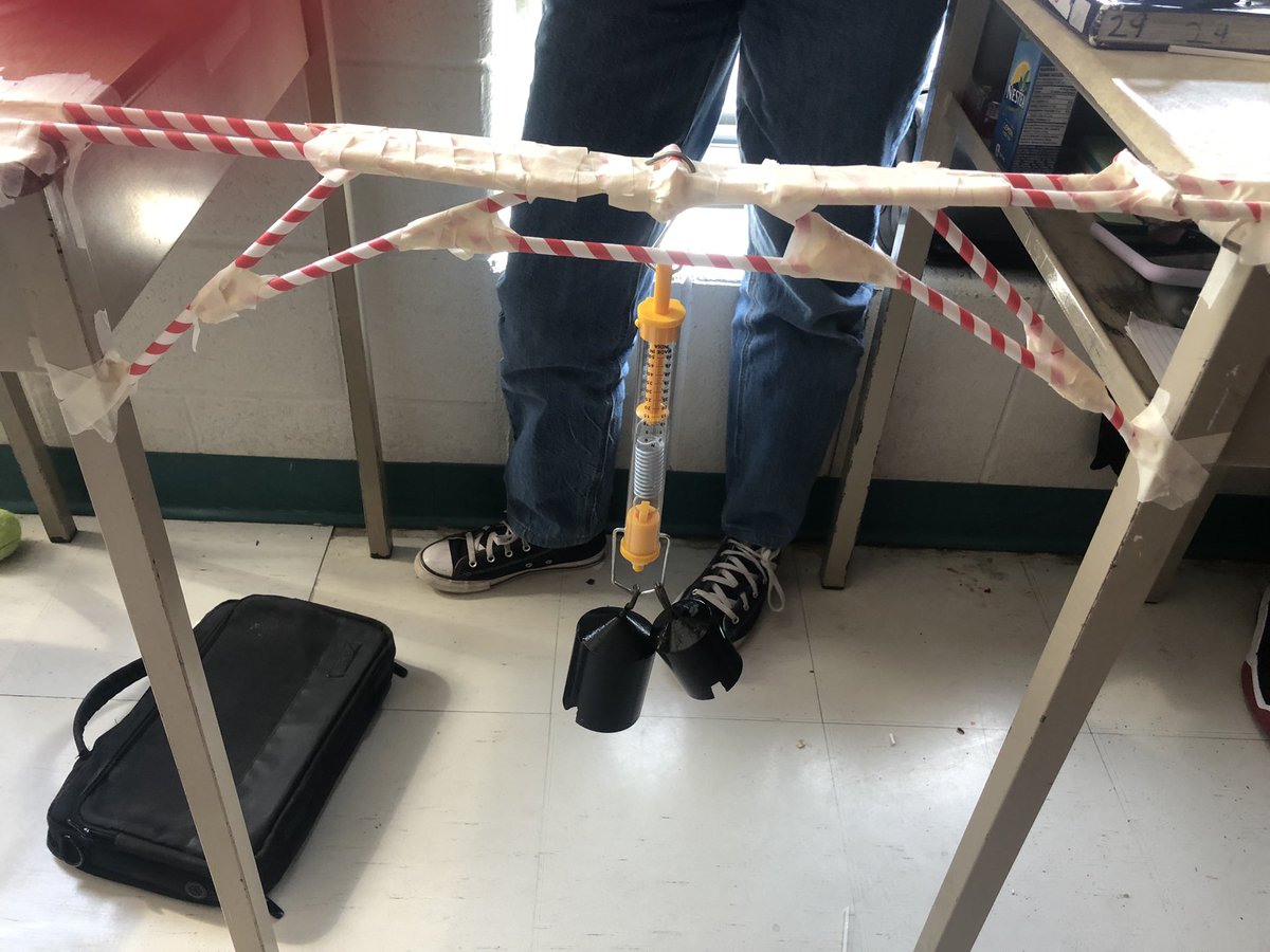 Solorzano’s grade 7/8 students having fun building bridges to measure loads