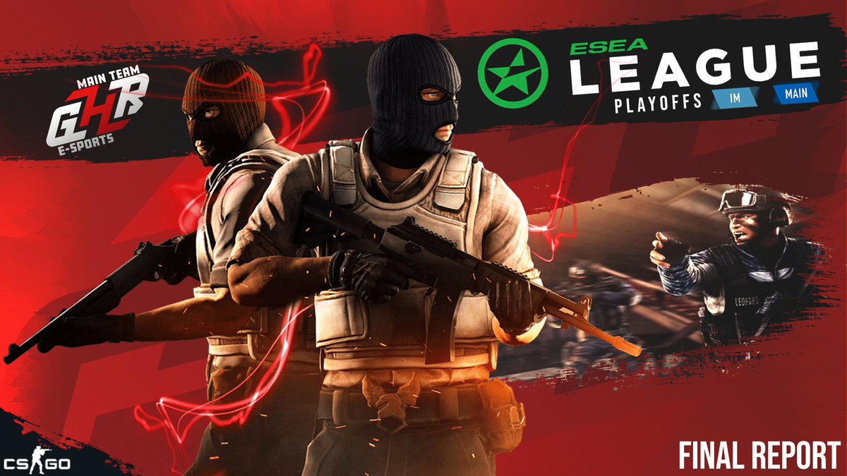 🔴 CS:GO - ESEA - Playoffs⚫️

Our Main Team makes it to the playoffs after a great performance in the <a href="/ESEA/">ESEA League</a> Open! 💯

Congratulations 🙏
<a href="/velotai_cs/">no hairline</a> 
<a href="/LiroxGG/">Yannis</a> 
<a href="/Zyzzg0d/">zyzzZZZZZ</a> 
<a href="/Ennocsgo/">Enno</a> 
@capt1337 
@pawnxd 

➡️ ghr-esports.com/ease-open-seas… ⬅️

#playhardbeagentleman #csgo #esea #Playoffs