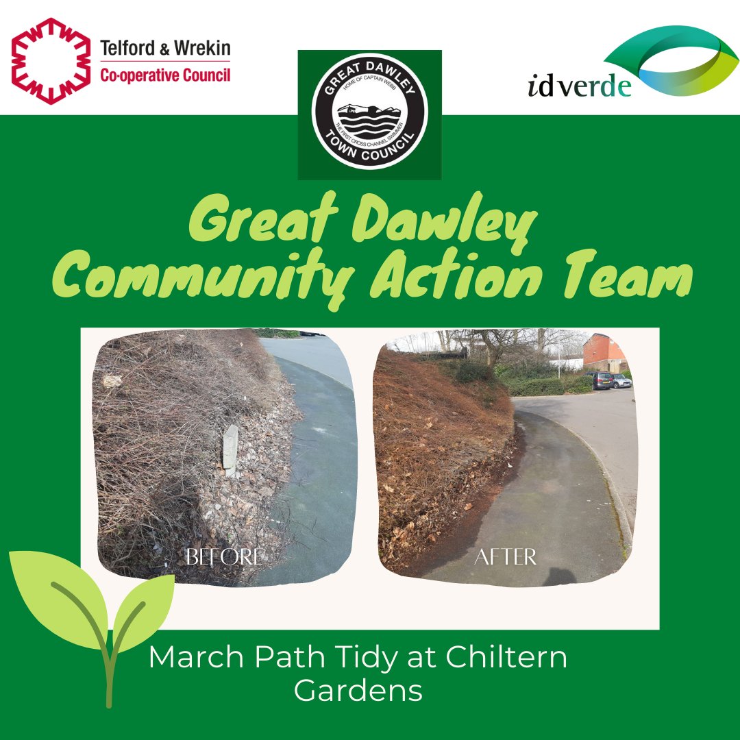 GreatDawley's tweet photo. Springing into March with some path tidies thank you to Rich & Chris from our Great Dawley Community Action Team! They are out and about all week keeping our green spaces safe & tidy
#ThankYou #GreatDawleyCAT #TelfCAT
@TelfordWrekin @idverdeUK https://t.co/NvEzZYzFbP