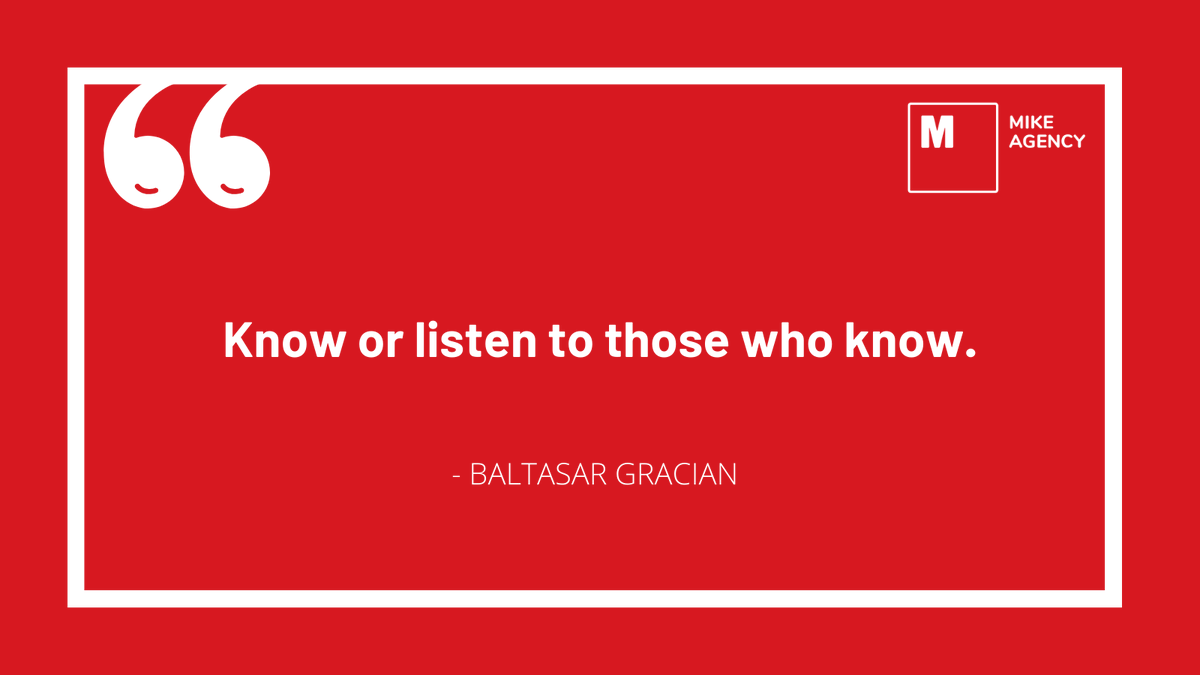 TheMikeAgency's tweet photo. #MondayMotivation : Know or listen to those who know.” – Baltasar Gracian
#MikeAgency https://t.co/pXtNkn10Xj