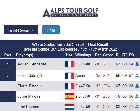 Win for Wilson on the <a href="/alpstourgolf/">AlpsTourGolf</a>!!! Congrats to <a href="/AdrienPendaries/">Adrien Pendariès</a> and the Staff Model franchise. Young gun 💪🏼