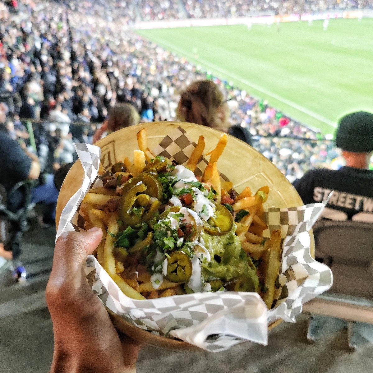 HenryGlutton's tweet photo. Loaded Fries at @LAFC 

$20 includes plastic football bowl 

@FootyScran https://t.co/UNHoyOloEm