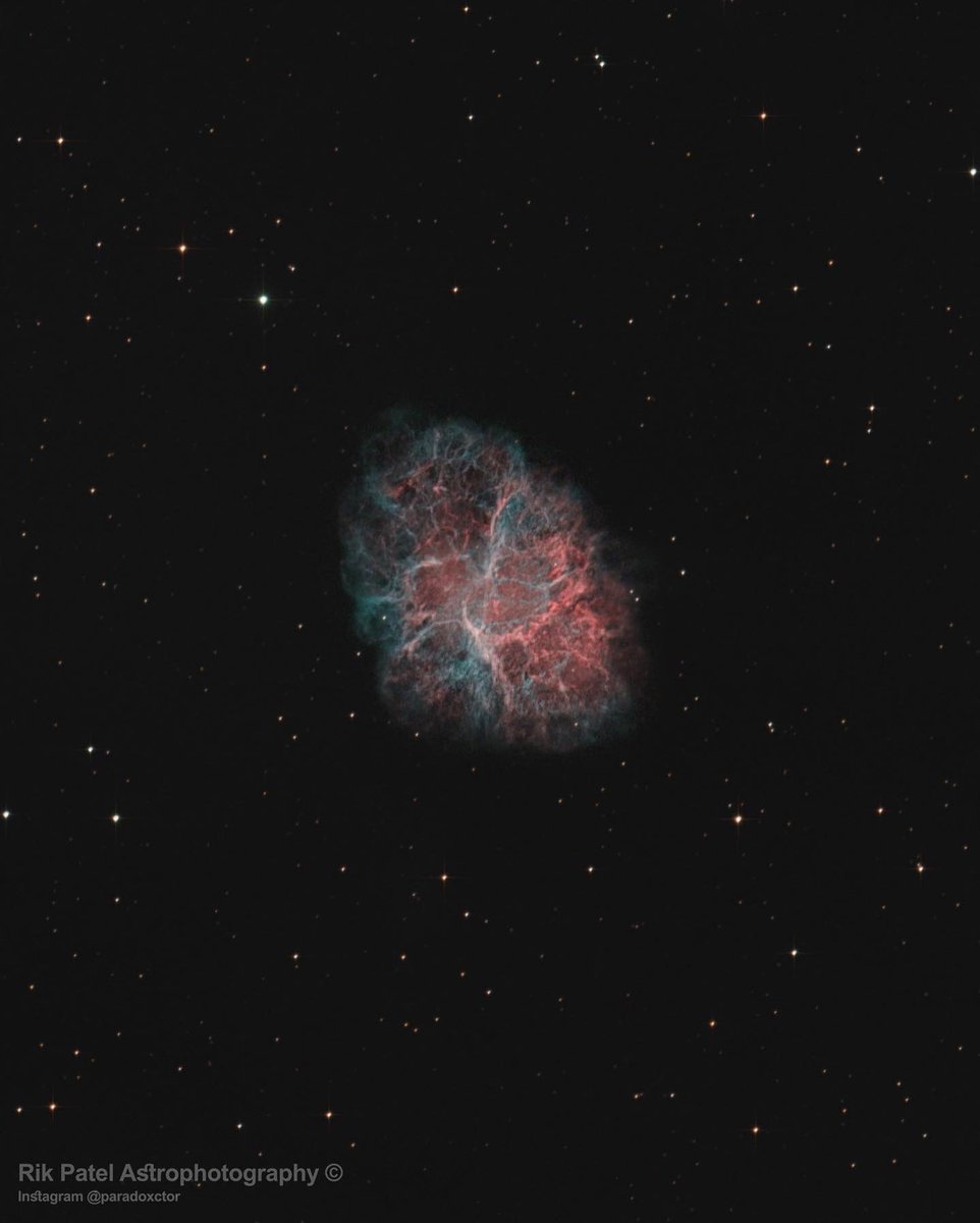 _Rikesh's tweet photo. Very pleased with this!
The Crab Nebula supernova remnant. Shot from my back garden on 18/3/22 and 20/3/22.
220 minutes exposures using the ZWO ASI 294MCpro and a 10” f4 newt.
#astrphotography #photography #messier1 #crabnebula https://t.co/A3BKJYQUhk