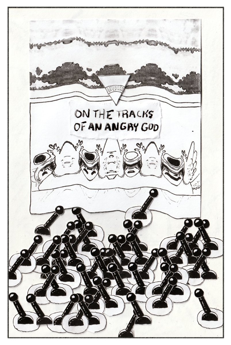 SamFateKeeper's tweet photo. here's a comic about covid and trolley problems and "personal responsibility". written, drawn, photocopied, inked, and frantically collaged at the height of the Omicron surge, as most world governments simply gave up on containment. https://t.co/vib9962fYI