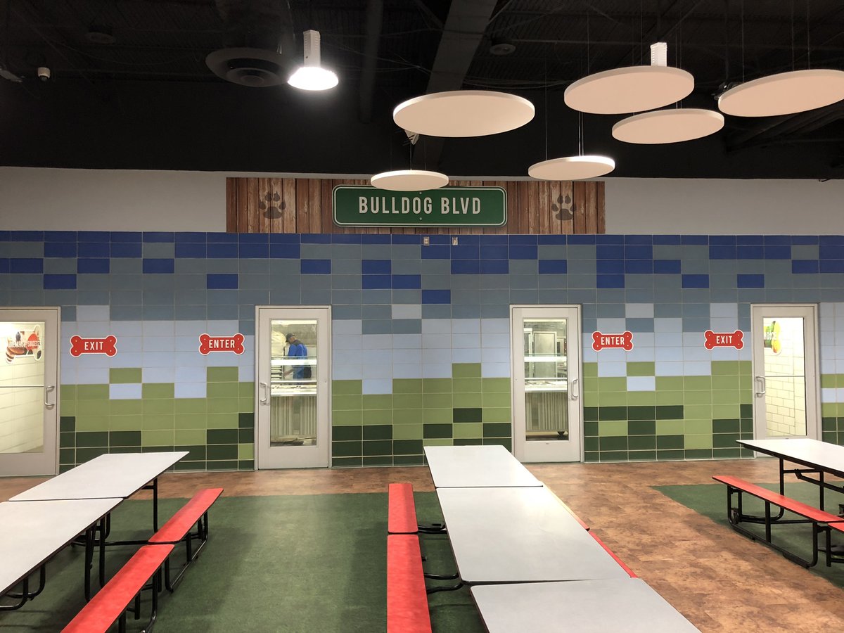 EduSourceCorp's tweet photo. #stpatricksday may have ended but not our #love for these #green inspired installs! This time highlighting @CCISD and @BeaumontISD  Middle Schools #seeincolor #ourfavorites #seeinggreen #childnutrition #gobulldogs #getinspired https://t.co/dMmdHHGetp