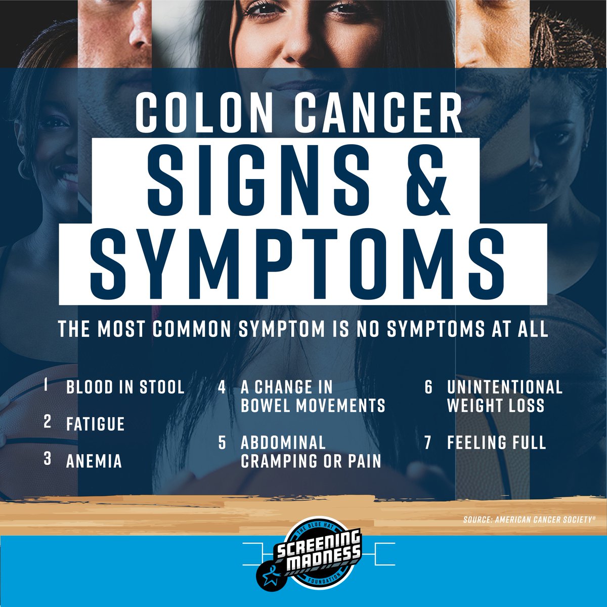 Did you know 1 in 23 men and 1 in 25 women will develop colorectal cancer? Make the pledge and commit to get screened, or encourage others to get screened, for #colorectalcancer. ow.ly/mPBK50IiN0g 
#ShowYourBlue #ScreeningMadness @BigTenCRC @BlueHats4colons
