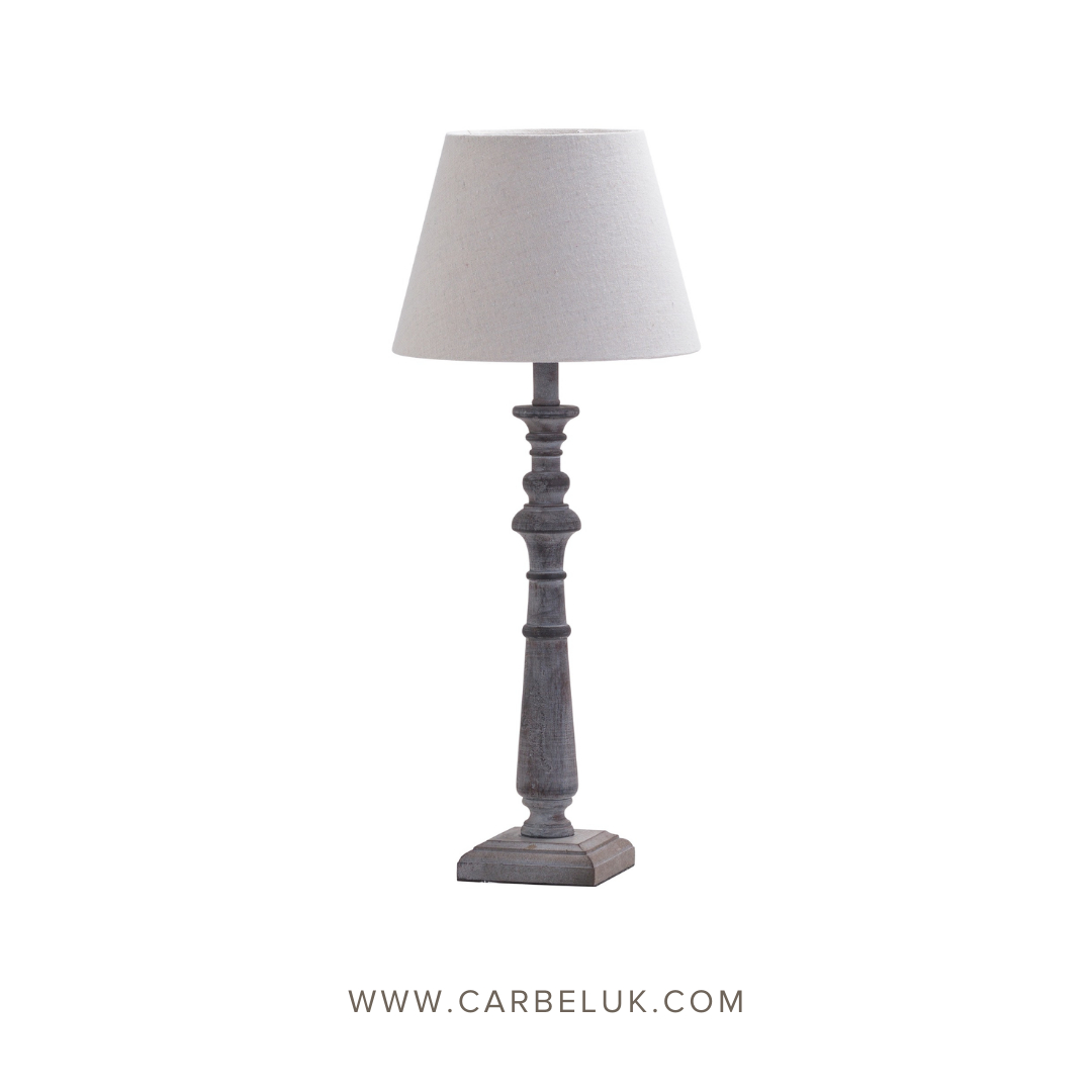 CarbelUk's tweet photo. Grey washed wooden lamp - available with Klarna &amp; Clearpay https://t.co/56bgyTUKBE