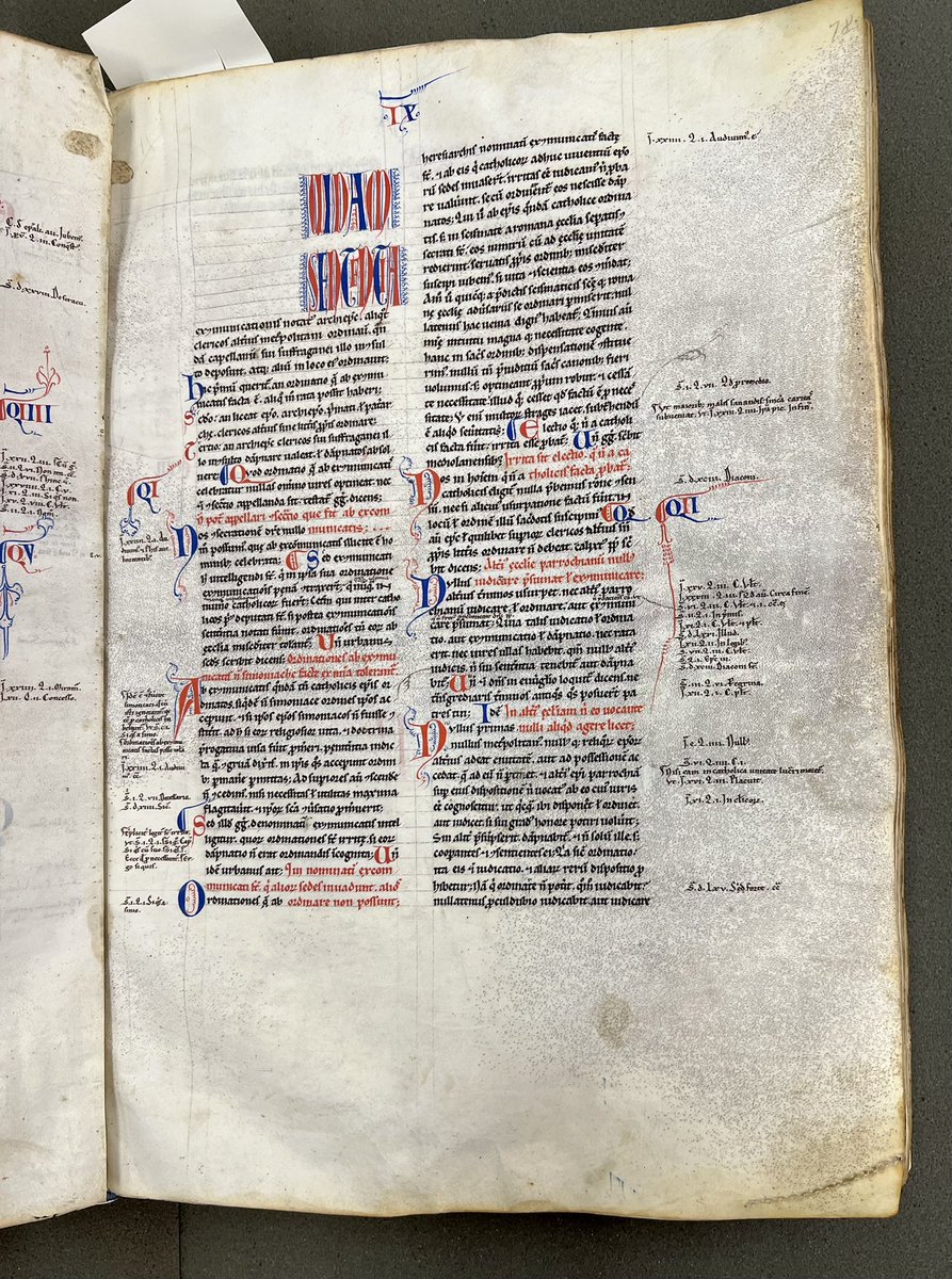 Today my graduate seminar in Canonical Sources had a tour of the Clementine Collection of rare books <a href="/CatholicUniv/">The Catholic University of America</a>. Here is a magnificent manuscript of Gratian’s Decretum, written possibly as early as 1150. Another reason to study canon law <a href="/CUACanonLaw/">School of Canon Law</a>! Thank you <a href="/CUAarchives/">CatholicU Special Collections</a>.