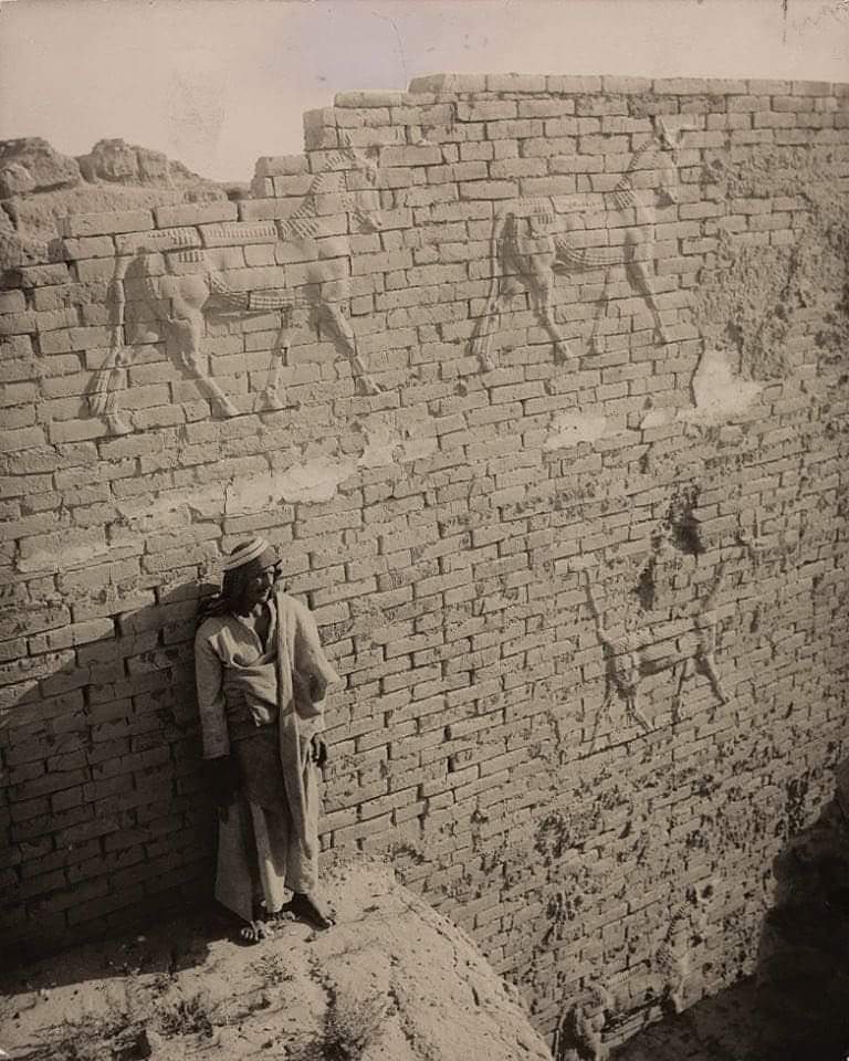 redhistoria's tweet photo. La puerta de Ishtar en Babilonia 

La foto fue tomada en 1916 en el lugar original: la ciudad de Babilonia, en el actual Iraq.

 #Mesopotamia #arquitectura #arqueología https://t.co/cFEiJhY6ys