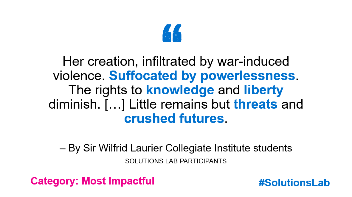 PlanCanada's tweet photo. Youth in Canada used poetry as an advocacy tool at our #SolutionsLab yesterday, raising awareness about children’s right to education during emergencies. In celebration of #WorldPoetryDay, check out our winning poems here! https://t.co/qqqqA7mE8x
