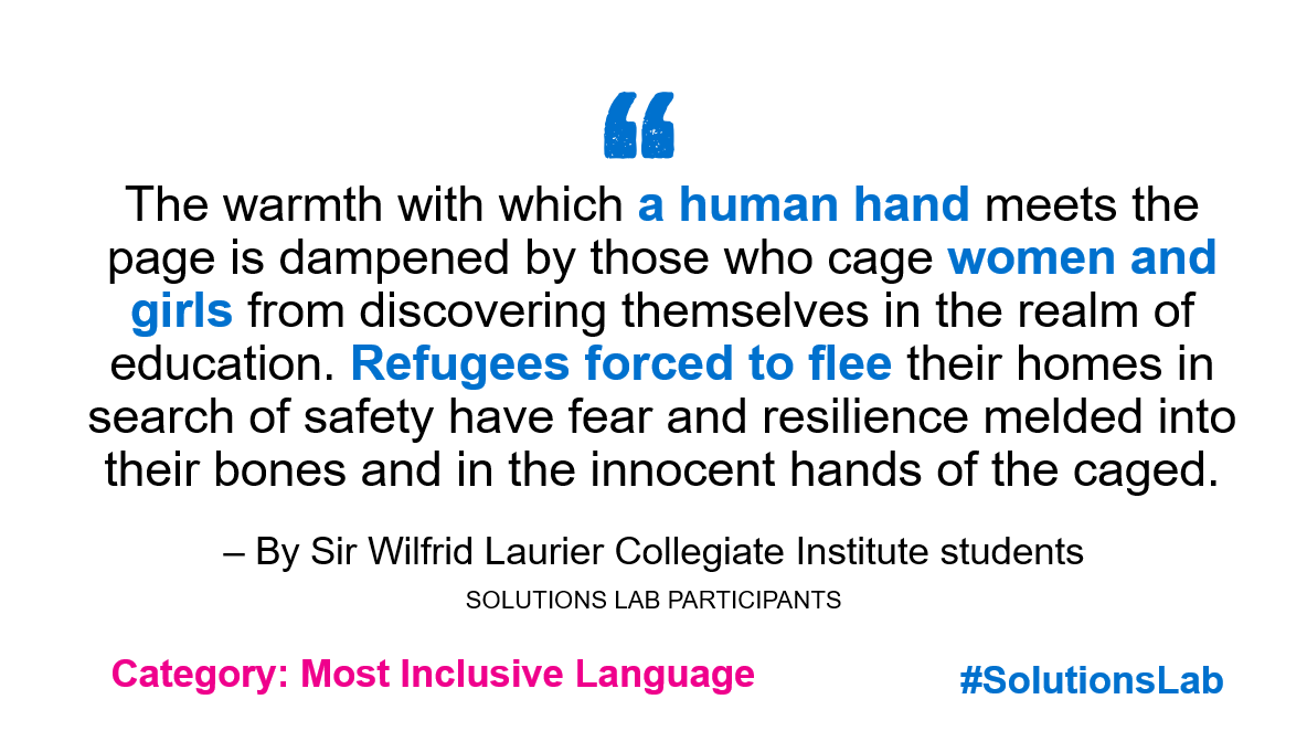 PlanCanada's tweet photo. Youth in Canada used poetry as an advocacy tool at our #SolutionsLab yesterday, raising awareness about children’s right to education during emergencies. In celebration of #WorldPoetryDay, check out our winning poems here! https://t.co/qqqqA7mE8x