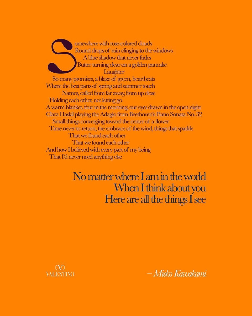 Valentino (@maisonvalentino) on Twitter photo #ValentinoNarratives Vol.2 brings love into the conversation with <a href="/mieko_kawakami/">川上未映子 Mieko Kawakami</a>.
Envisioned in collaboration with @belletristbooks
Discover more on: on.valentino.com/VALENTINONARRA… #ValentinoNarratives Vol.2 brings love into the conversation with <a href="/mieko_kawakami/">川上未映子 Mieko Kawakami</a>.
Envisioned in collaboration with @belletristbooks
Discover more on: on.valentino.com/VALENTINONARRA…