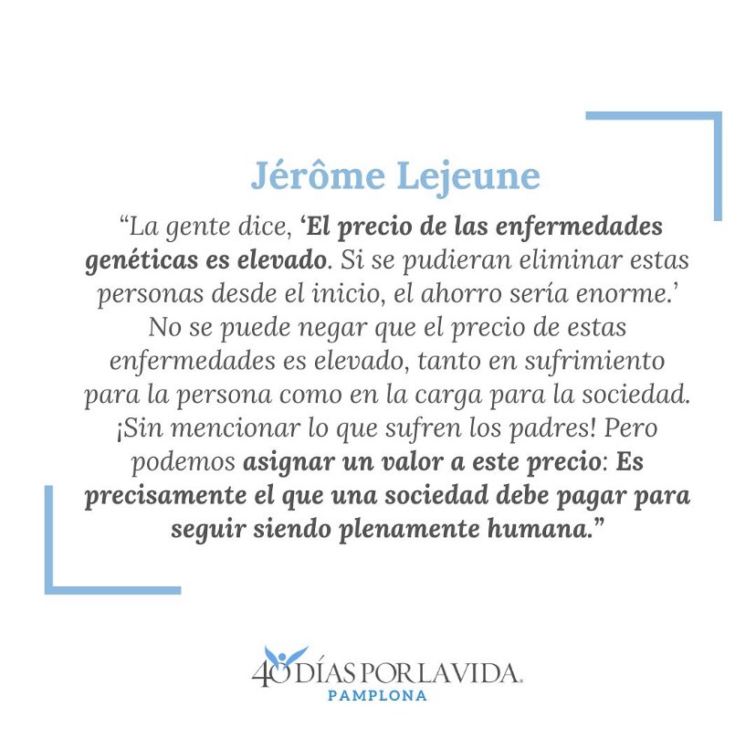40diaspamplona's tweet photo. Una sociedad que presume de abortar a los niños con Síndrome de Down pierde su humanidad. El Señor es del que da la paz, es el que da la fuerza. Oramos para que el Señor fortalezca a los padres y les alivie el sufrimiento. #sindromededown #diadelsindromededown https://t.co/mvKu4DRU5a