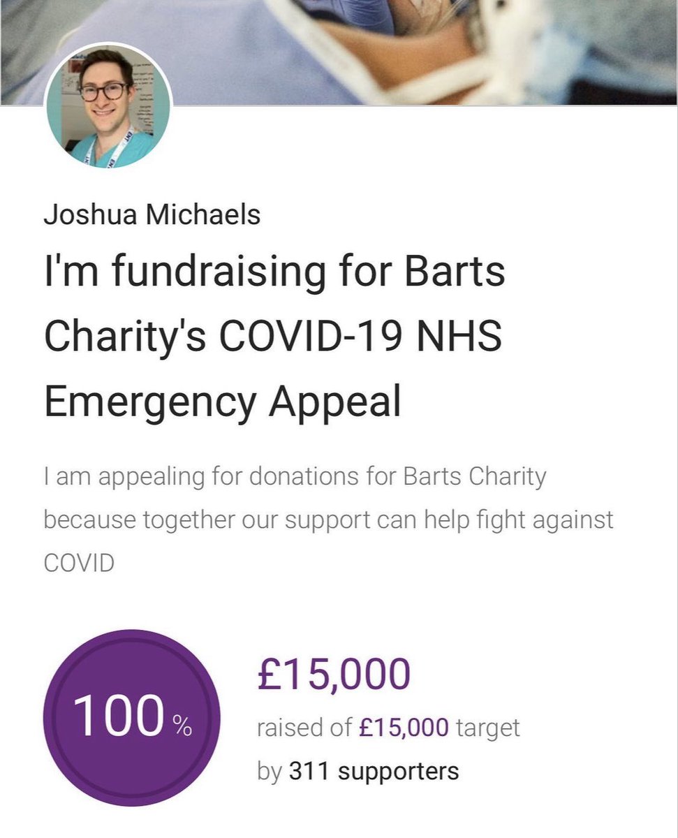 DrJoshMichaels's tweet photo. During some of the hardest times the NHS has faced, I was incredibly fortunate to have @Barts_Charity and @NHSBartsHealth support my COVID-19 fundraising campaign. Thank you to all those that donated to a wonderful and crucially important cause https://t.co/m4l6ewxioK