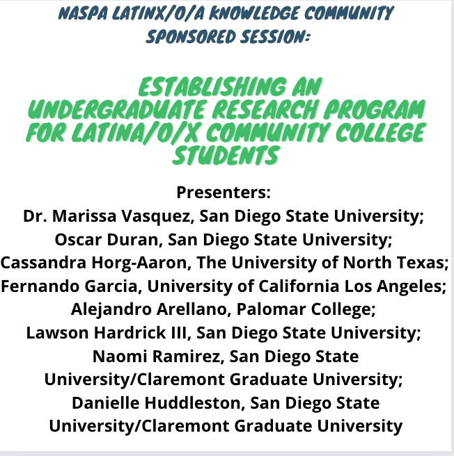 tweetinglavoz's tweet photo. The LKC Sponsored Session: Establishing an Undergraduate Research Program for Latina/o/x Community College Students will take place TODAY from 8:30 am-9:30 am EST at 349 - Baltimore Conference Center (BCC), see you all soon! https://t.co/4jfm6CxyPE