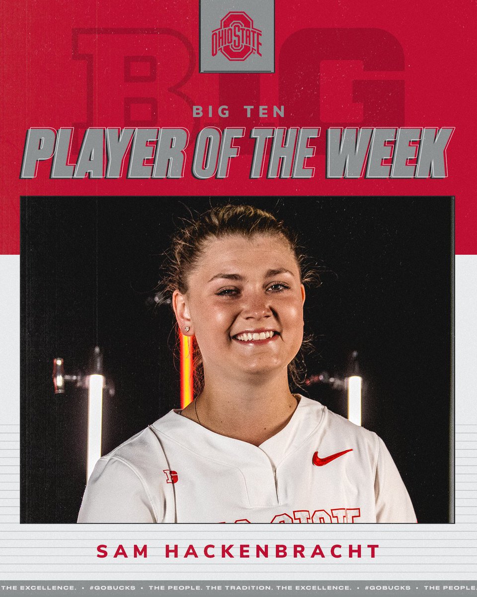 OhioStateSB's tweet photo. ⭐️ 𝗕𝗶𝗴 𝗧𝗲𝗻 𝗣𝗹𝗮𝘆𝗲𝗿(𝘀) 𝗼𝗳 𝘁𝗵𝗲 𝗪𝗲𝗲𝗸

▪️ @sam_hack24 is the @B1Gsoftball co-Player of the Week after hitting .588 w/ 6 HRs and 10 RBI last week

▪️ @KamiKortokrax is the Freshman of the Week after hitting .500 w/ at least one hit in all six games.

#GoBucks https://t.co/PXuql6sQJ6