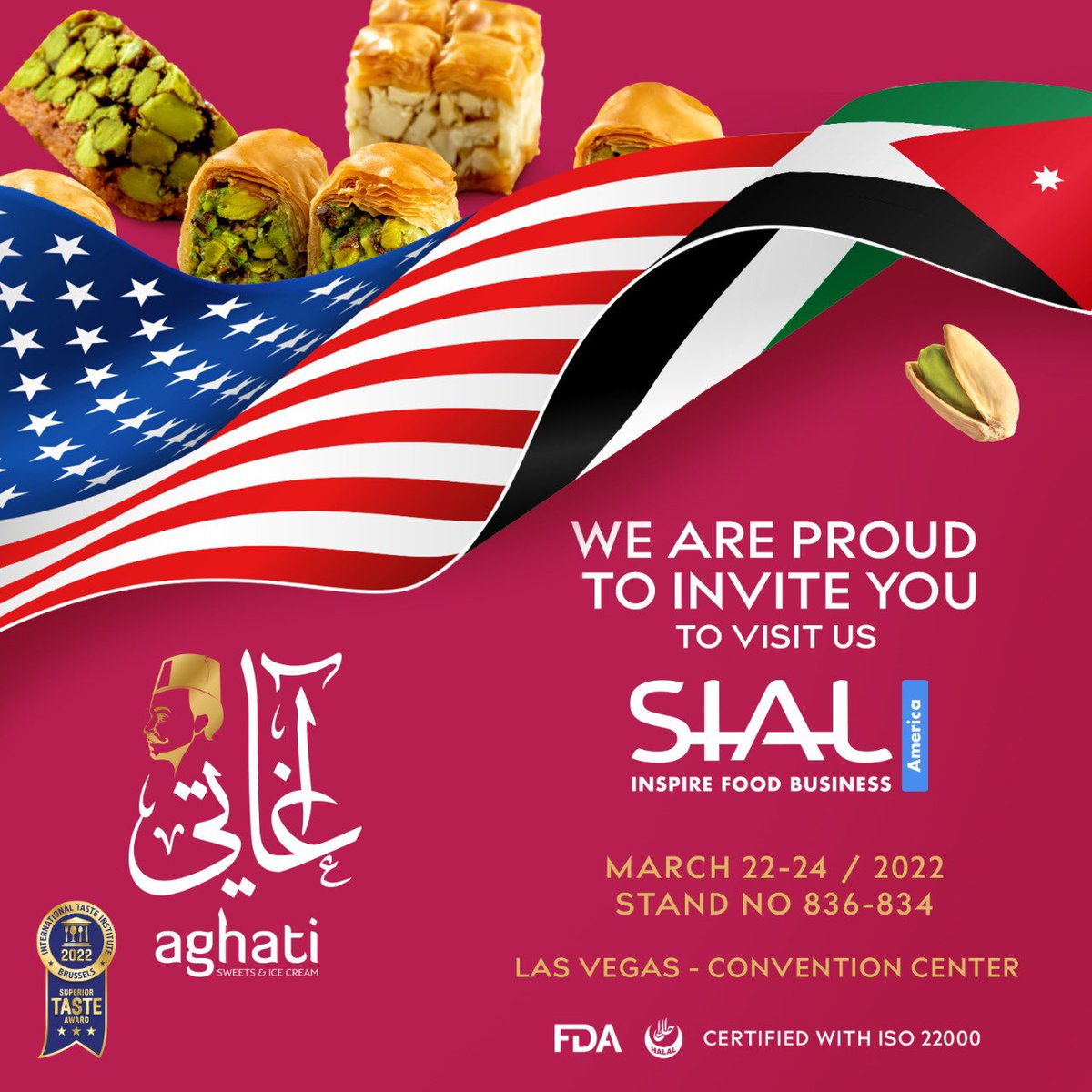 AghatiSweets's tweet photo. Aghati Sweets are pleased to invite you to SIAL America Exhibition @sial_america 
We’ll be waiting for you in Las Vegas Convention Center from March 22nd till March 24
Booth number 836-834
See you there... https://t.co/tkzL2GXXCW