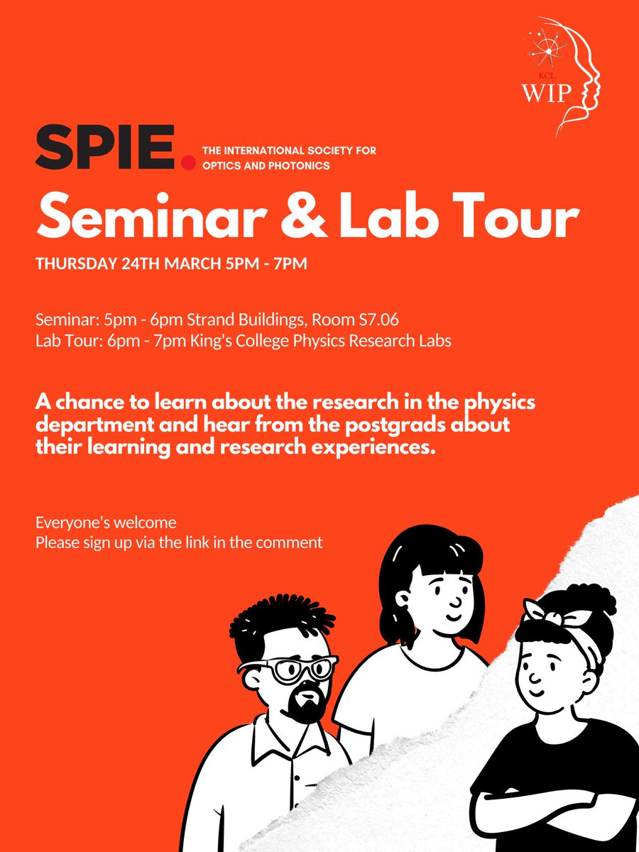 Want to know about the ongoing Physics research at King’s? 🧐 

Join us for a fascinating evening with the postgrads this Thursday!

⏰ Thursday 24th March 5-7 pm
📍 Room S7.06, Strand Building
🎟 Please sign up via the link 
forms.gle/g4s4fYKJUaS7PJ…

See you there👩‍🔬🔬🧑‍🔬
