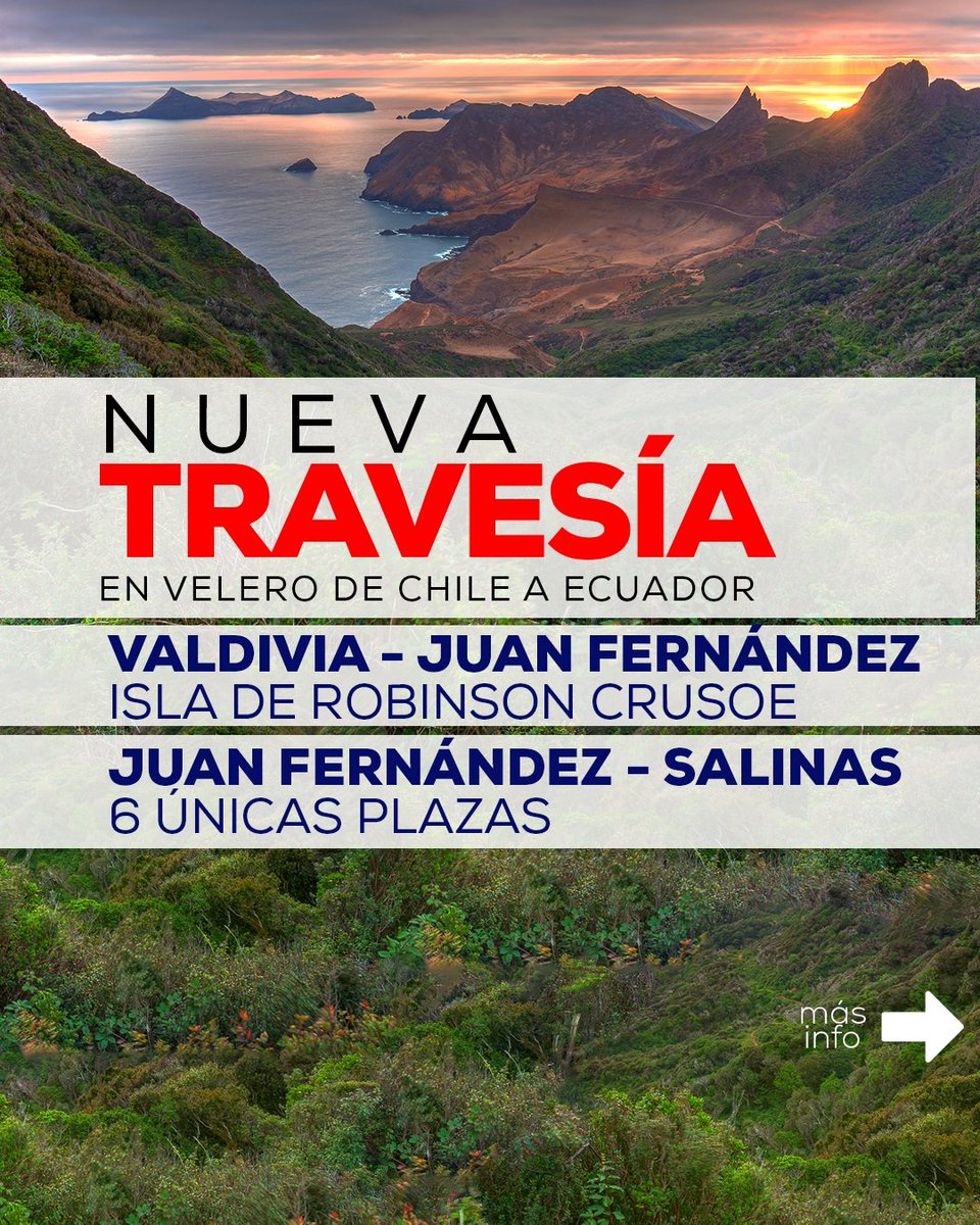 Nueva travesía en velero de Chile a Ecuador!!
Del 23 de mayo al 20 de junio
Valdivia / Juan Fernández / Salinas 
2.500 millas náuticas de pura aventura
28 días 
Navegaremos en el Copérnico Doblón
6 ÚNICAS PLAZAS
⬇️ más información ⬇️
alegriamarineros.com/travesia-en-ve…
#velero #sea #sailing