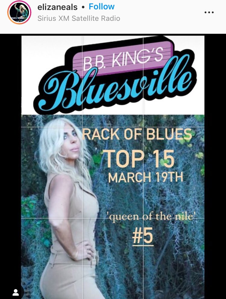 ElizaNealsRocks's tweet photo. Over the moon on #Musicmonday 🌚"#QueenoftheNile (feat. LanceLopez & PeterKeys)"
is ⭐️ Number 5 ⭐️on the awesome #BBKingsBluesville #RackofBlues TOP 15 most recent #BlueMusic songs worldwide 💙 All recorded live in one take https://t.co/d5y6t8SMvK 👀 #BluesHour #BluesRock REAL🔥 https://t.co/u6nLAbOD1I