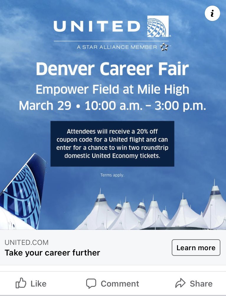 Come and see us in Denver next week. My team’s hiring at the Denver airport! Come to the hiring fair on the 29th to see if you fit any of the open jobs. united.com/DENcareers. #DenverJobs #Hiring #BeingUnited