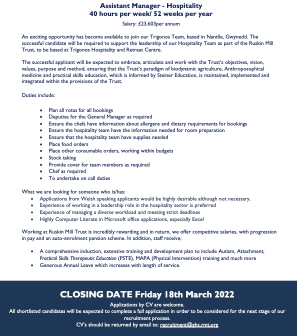 Trigonos3's tweet photo. We're hiring! Exciting opportunities have arisen to join the Trigonos team! 

Assistant Hospitality Manager (Full-time)
Breakfast Cook &amp; Hospitality Assistant (Casual)

Click the link for full details: https://t.co/okUbYxZ1gX

Closing date is the 1st April. https://t.co/68ZTkeMPpl