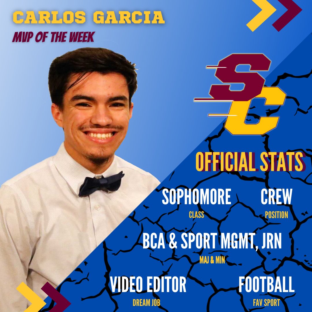 MHTVSports's tweet photo. Introducing this week’s MVP Carlos Garcia 🏈🔥
Every Monday, we will highlight a member of our crew on our social media pages! 
#cmu #sport #mhtv #fireup #sportscentral #chippewas https://t.co/6C1TNHNXd6
