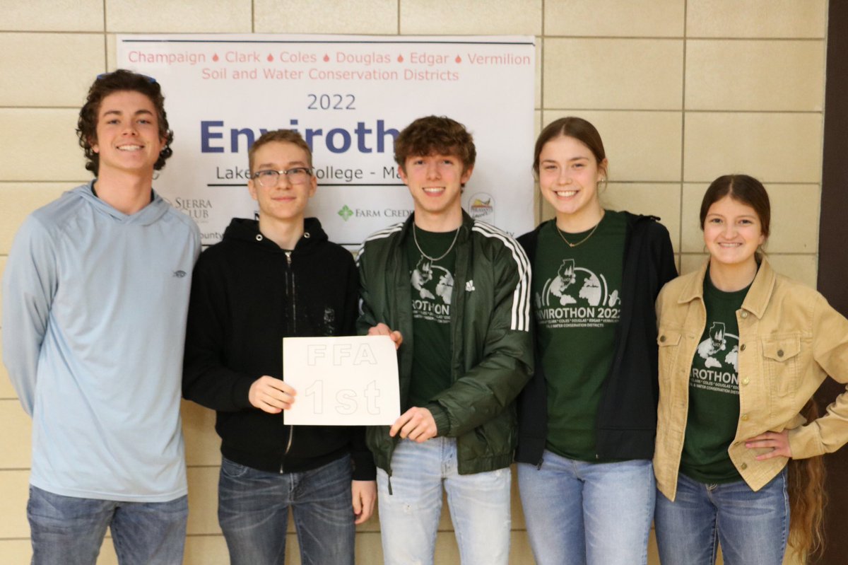 illinoisenviro's tweet photo. Congratulations to LUC 7 Winner, Chrisman High!
Pictured: Kailey Phipps, Linkon Snedeker, John Phipps, Kendall Tevebaugh, and Ali Prisecaru 

Congratulations to FFA winners, Heritage High School! 
Pictured:Adian Ashbrook, Drew Williams, Konner Pearman, Brianne Struck, Gwen Happ. https://t.co/ljgeA9IzQT