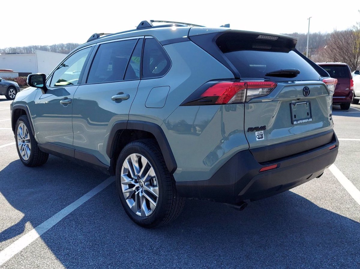 DelToyotaPA's tweet photo. A 2021 Rav4 in the Lunar Rock color WITH Blackout Emblem Overlays - what a combo! 

This premium trim level is also equipped with all weather floor and cargo liners and high performance LED fog lights. https://t.co/GUgBU6uc4L
