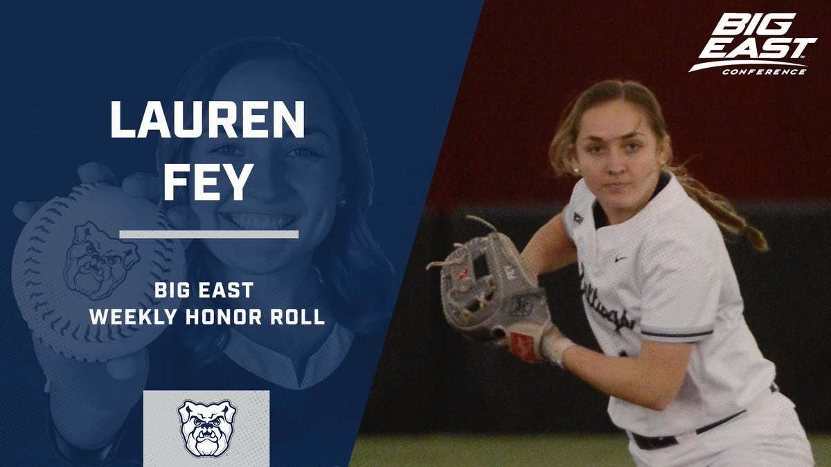 ButlerSoftball's tweet photo. Lauren Fey receives BIG EAST recognition after she goes 7-for-12 with 4 RBIs and two doubles in a three-game series with DePaul

#ButlerWay https://t.co/TjRsaFCQlA