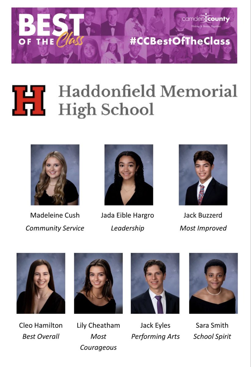 HaddonfieldHS's tweet photo. Congratulations to HMHS students selected for Camden County Best Of The Class! ❤️🖤 https://t.co/jLQwArXIU5