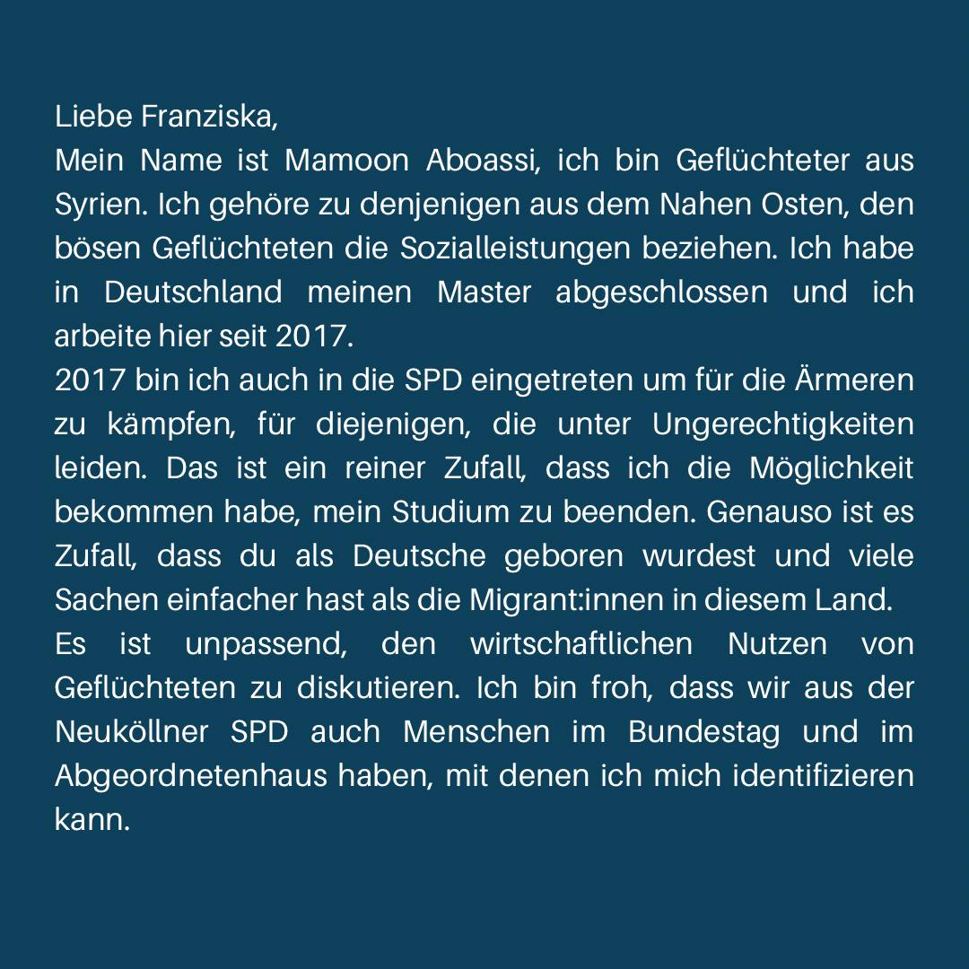 MamoonAboassi's tweet photo. Liebe @FranziskaGiffey https://t.co/enuczOtBgN