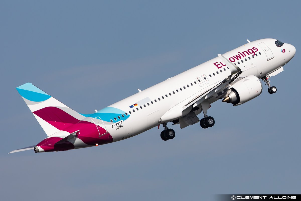CAlloing's tweet photo. 1st @Airbus #A320Neo for @eurowings performed her 3th test flight this afternoon at #Toulouse ! #DAENA ! Aircraft is also equiped with new landing lights! #AIB03IF on @RadarBox24 ! #Avgeeks #Avgeek https://t.co/a8OSNCoGwT
