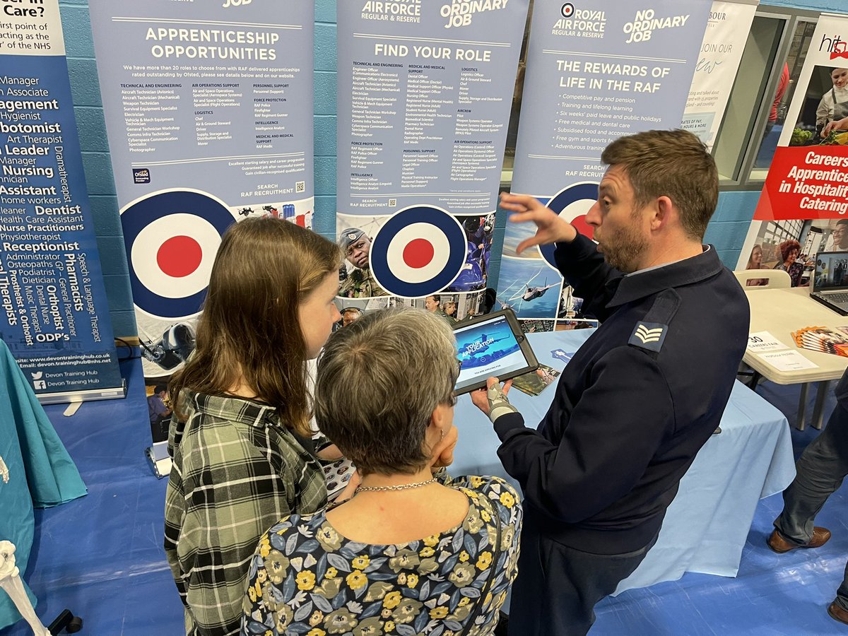 Excellent opportunity to explore job opportunities @TeignSchool Careers Fair   There have been lots of enquiries about <a href="/RAFApprentices/">RAF Apprenticeships</a> and <a href="/RAFEngineering/">RAF Engineering</a>