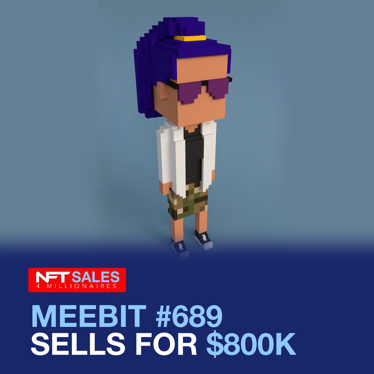 nft4mil's tweet photo. Meebit sells for USD 800K (274 ETH)

#cryptocollabs #investinnfts #meebits #nftsanimation #nftartfinance #raribleart #nftmarket #rariblecom #nftbuyers #nft4art #nftshill #nonfungible #cryptoartcollector #discordserver #nft #nftart #nfts #nftcommunity #metaverse #cryptocurrency https://t.co/k9QJOt41LM
